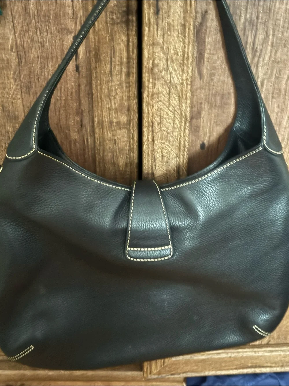 Dooney & Bourke Black Pebbled Leather Hobo with Silver Hardware